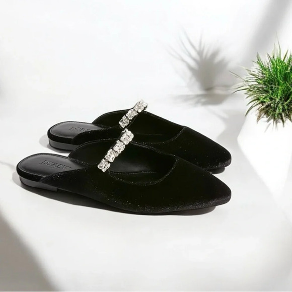J. Crew Shoes - 🆕J. Crew Velvet Rhinestone Mules